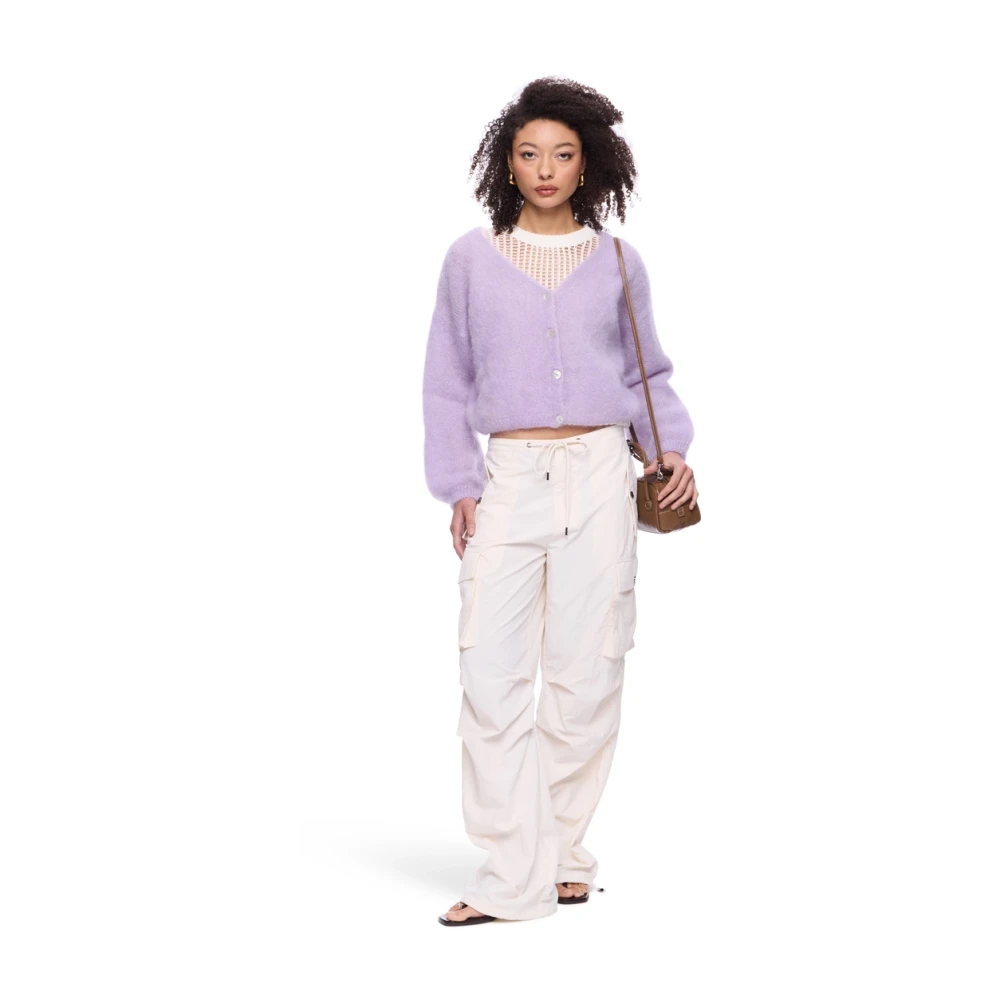 American Dreams Lichtpaarse Geknipte Mohair Cardigan Purple Dames