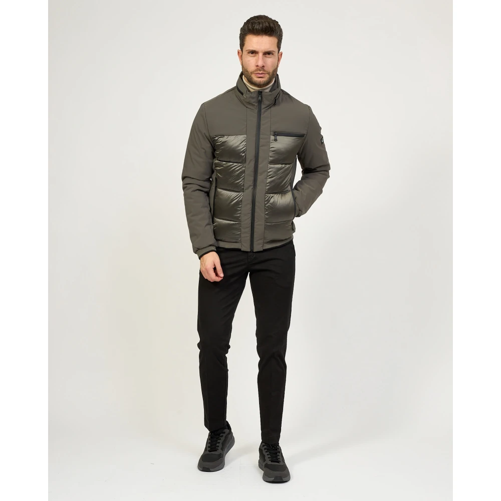 YES ZEE Militaire gewatteerde jas met softshell-inzetstukken Green Heren