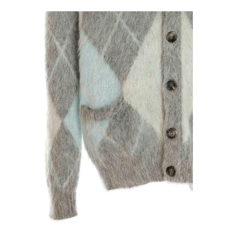 Ami Paris Argyle Jacquard gebreide Cardigan Gray Heren