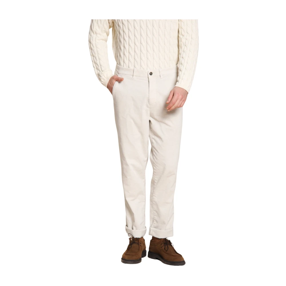 Mason's Men's White Chinos, L, Corduroy Relaxed Fit Chino Trousers