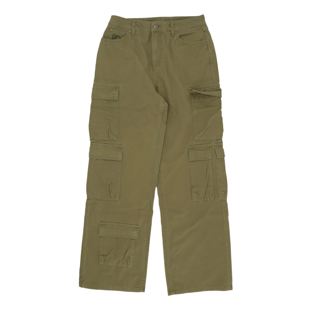 Karl Kani Women's Green Cargo Pants With Signature Multipocket Design