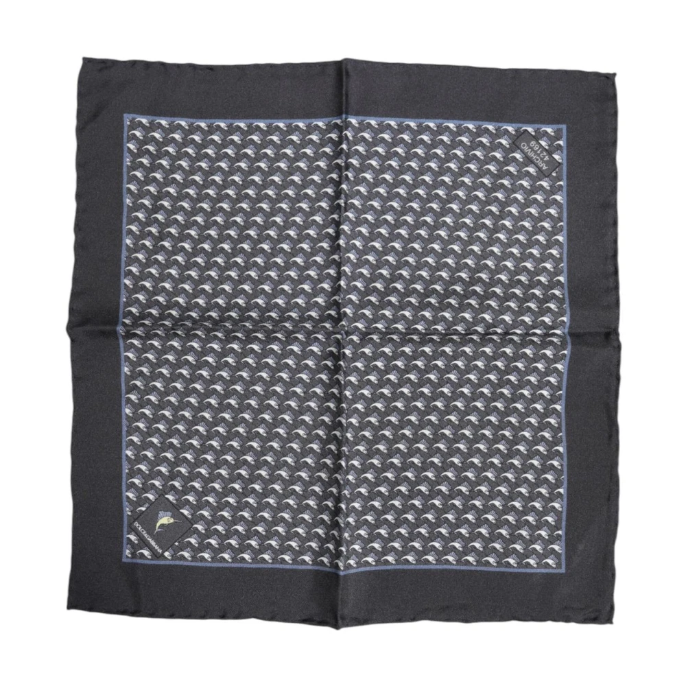 Dolce & Gabbana Mannelijk Zwart Accessoires Heren, One Size, Visprint Zijden Foulard Sjaal