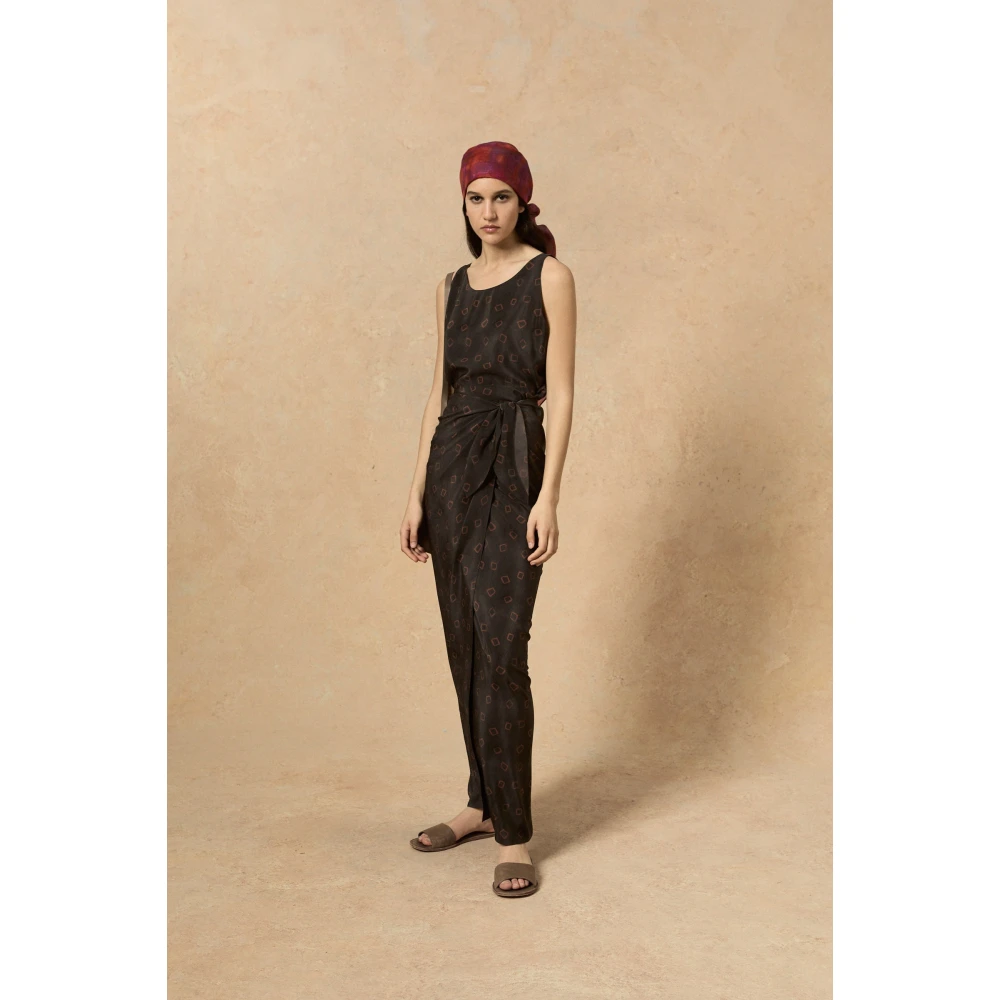 Cortana Zijden Omslagjurk Aquarelprint Black Dames