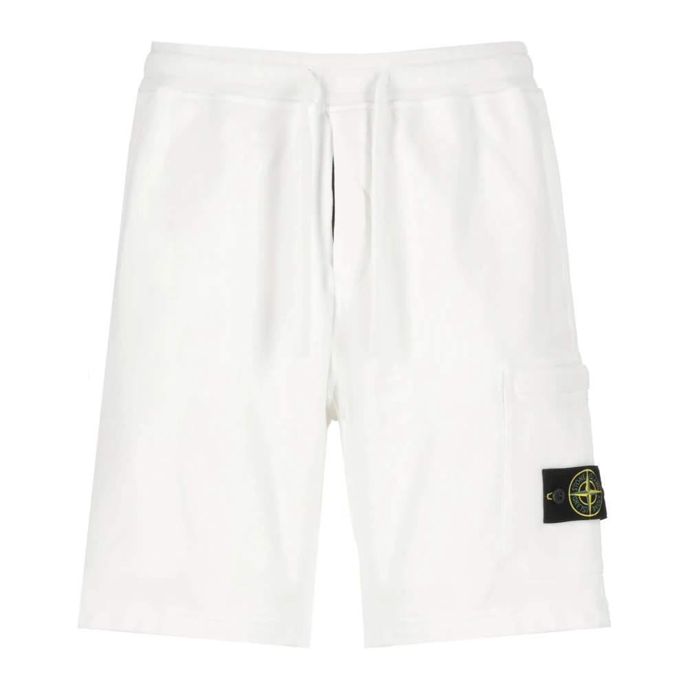Stone Island Witte katoenen Bermuda shorts met zakken White Heren