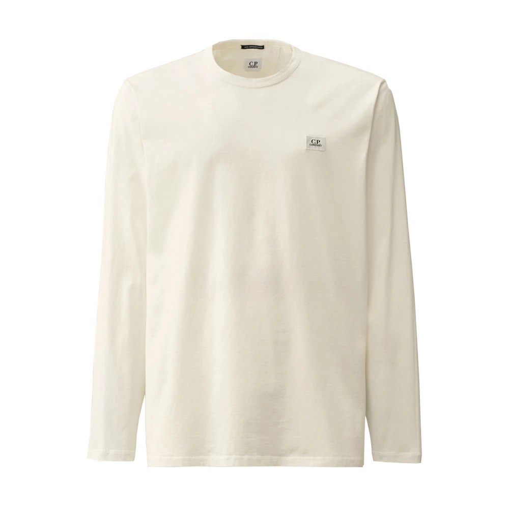 C.P. Company Lange Mouw Logo Print Jersey T-shirt White Heren