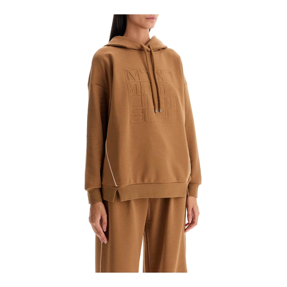 Max Mara Contrast Piping Boxy Hoodie Brown Dames