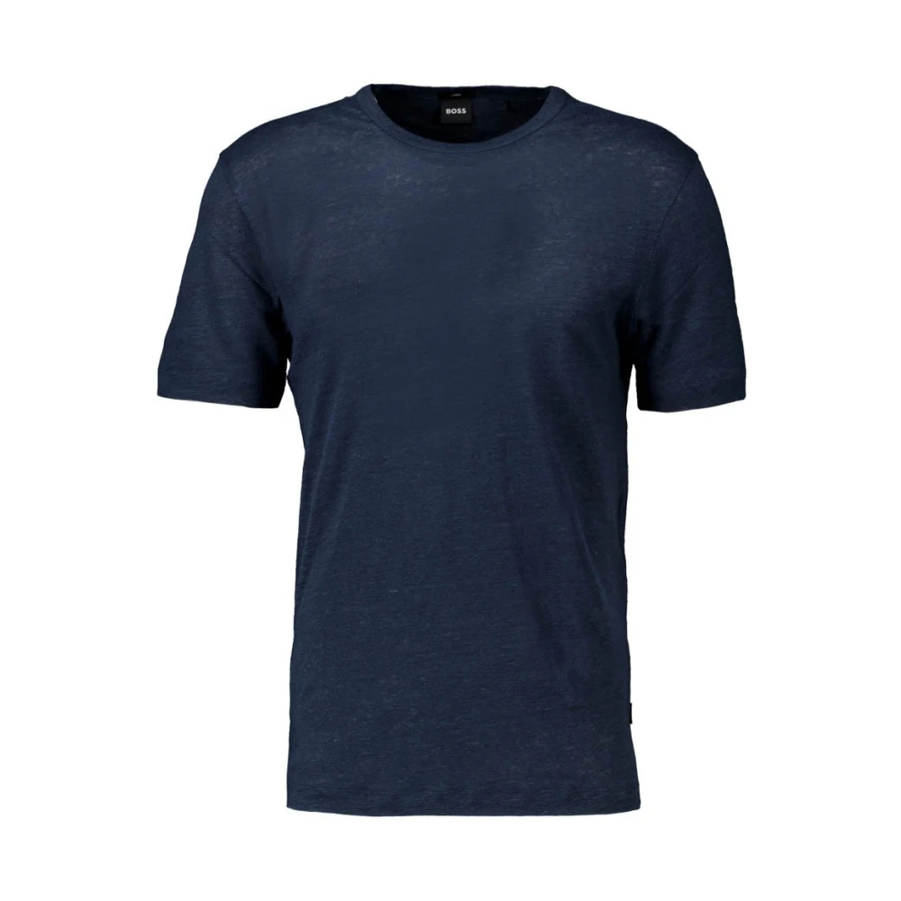 Hugo Boss Linnen Regular-Fit Crew-Neck T-Shirt Navy Blue Heren