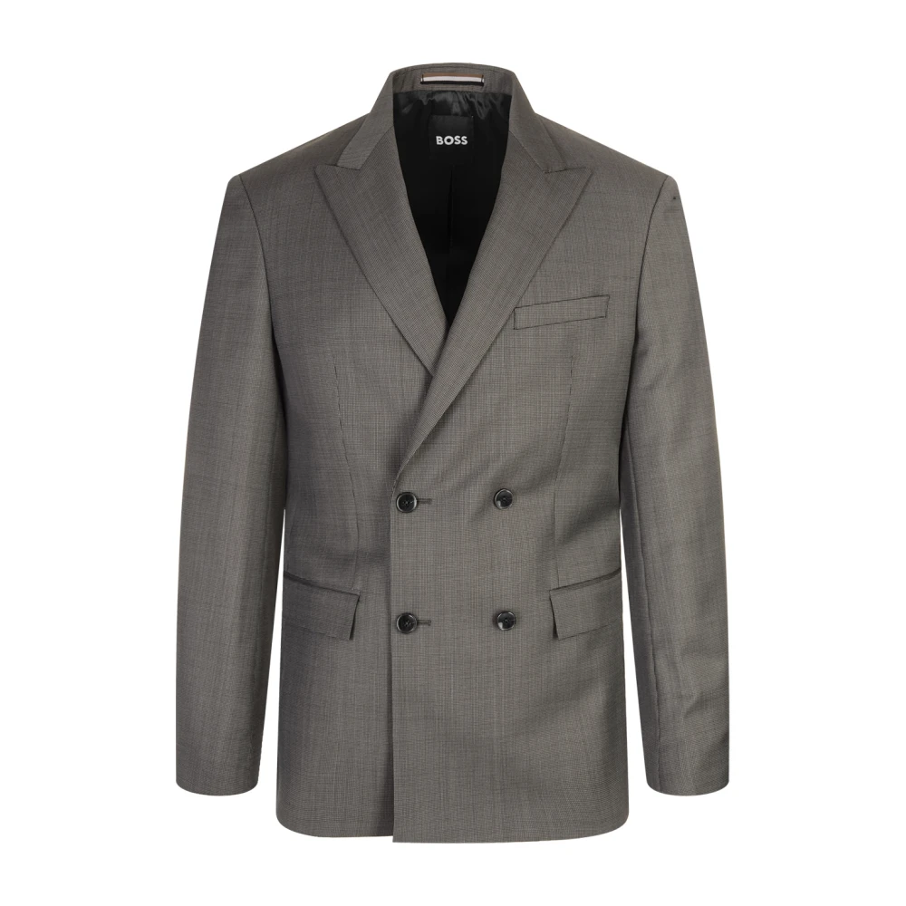 Hugo Boss Modern Grijs Dubbel-Borst Pak Gray Heren