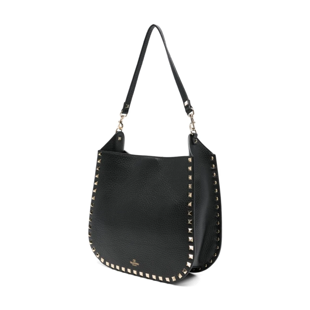 Valentino Garavani Zwarte Rockstud Hobo Tas Black Dames