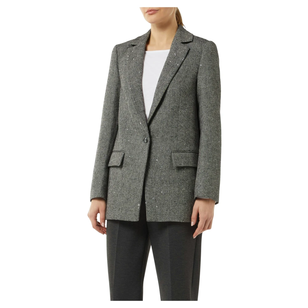 comma Pailletten Wolmix Blazer Gray Dames