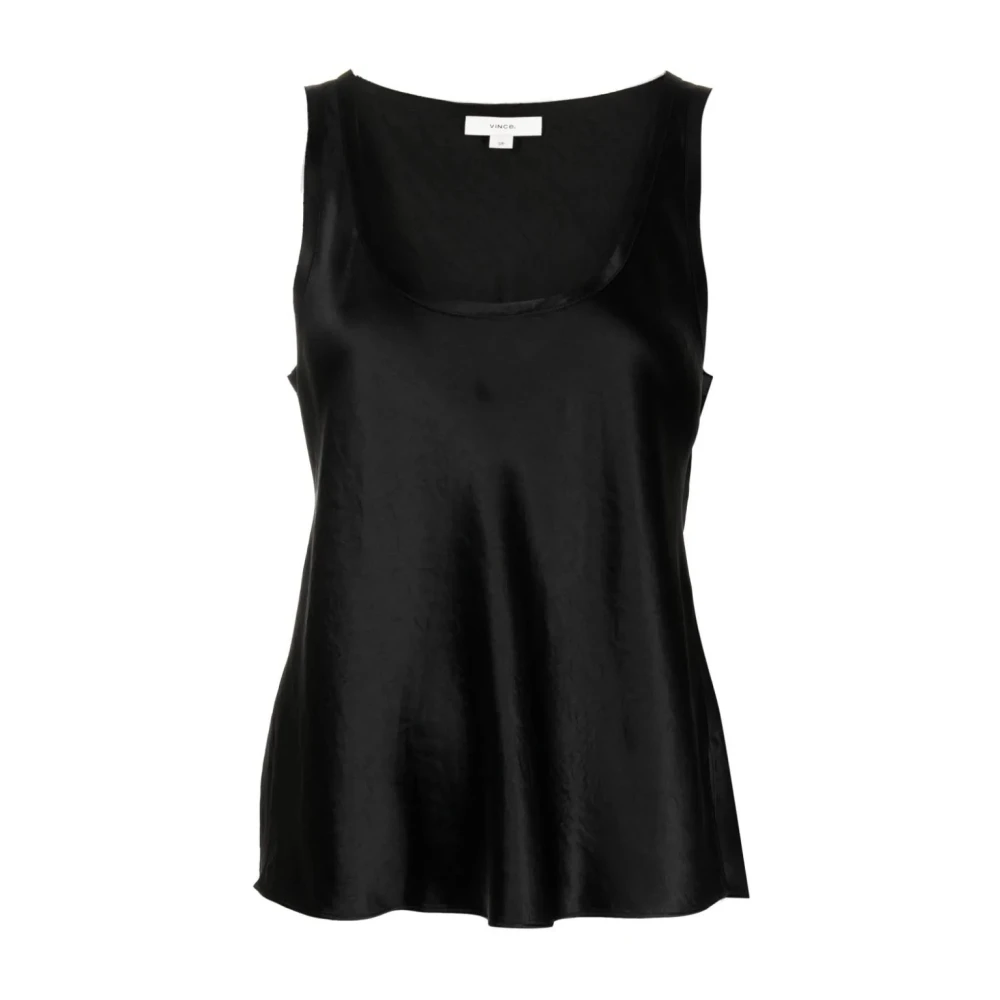 Vince Zwarte Casual Tanktop met Ruwe Rand Black Dames