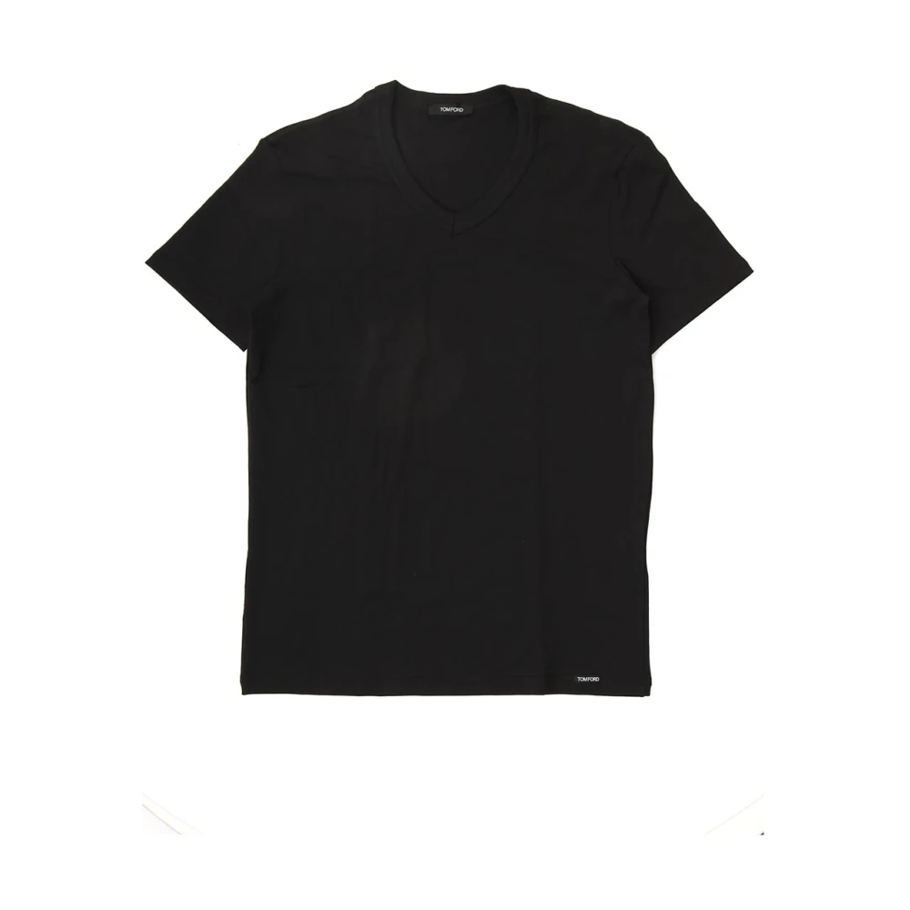 Tom Ford Katoenen V-Hals T-Shirt Black Heren