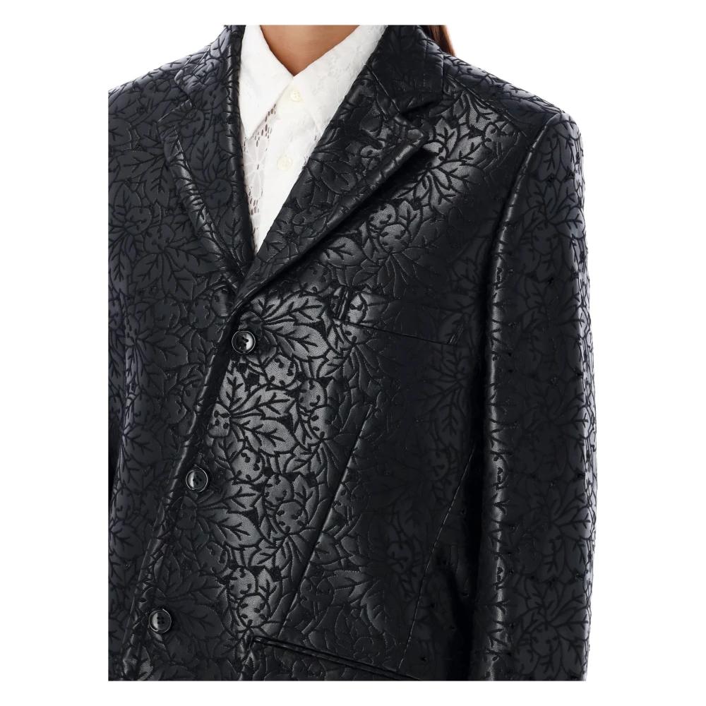 Comme des Garçons Zwarte Bloemenpatroon Blazer Jas Black Dames