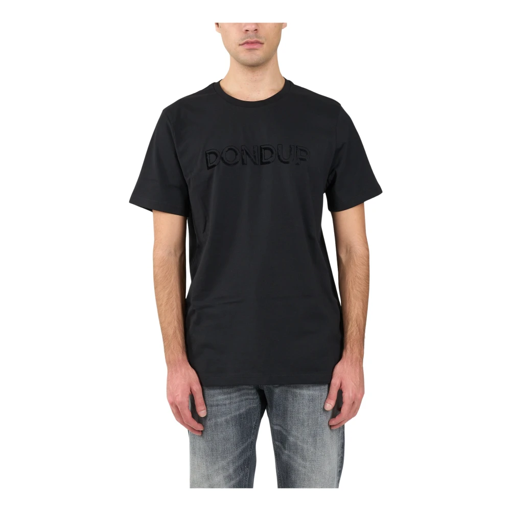 Dondup Jersey T-shirt met flocklogo Black Heren