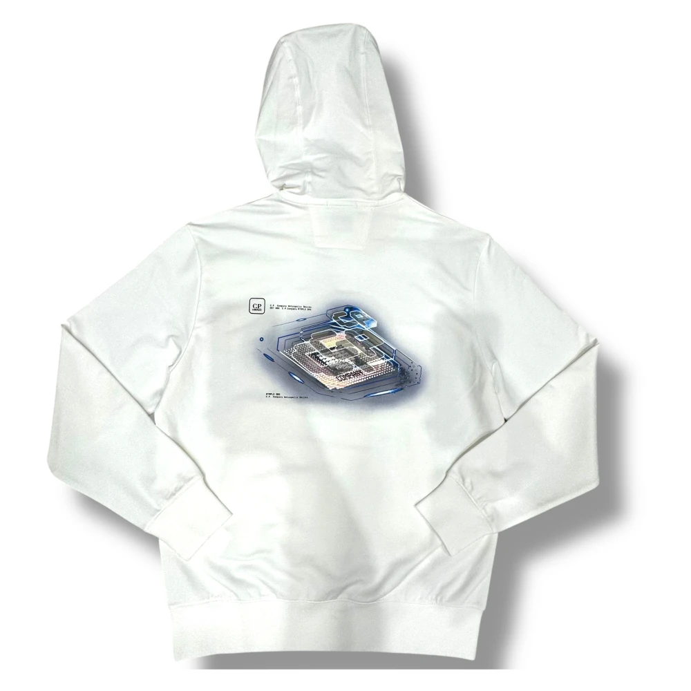 C.P. Company Witte Hoodie Sweatshirt 100% Katoen Regular Fit White Heren