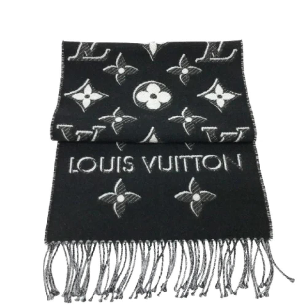 Louis Vuitton Vintage Pre-owned Wool scarves Black Dames