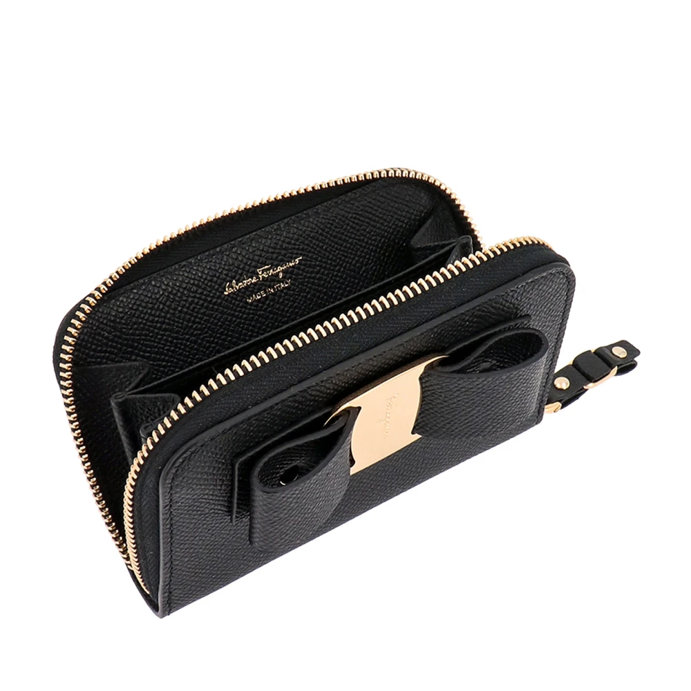 Salvatore Ferragamo Klassieke Zwarte Leren Portemonnee Black Dames