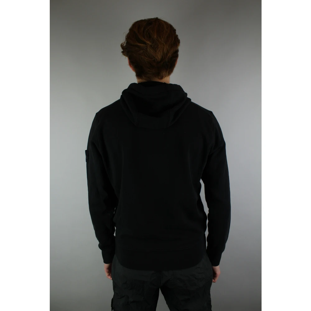 Stone Island Zwarte Katoenen Fleece Hoodie Black Heren