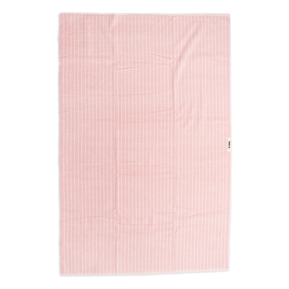 Tekla Roze Gestreept Badlaken Pink Unisex