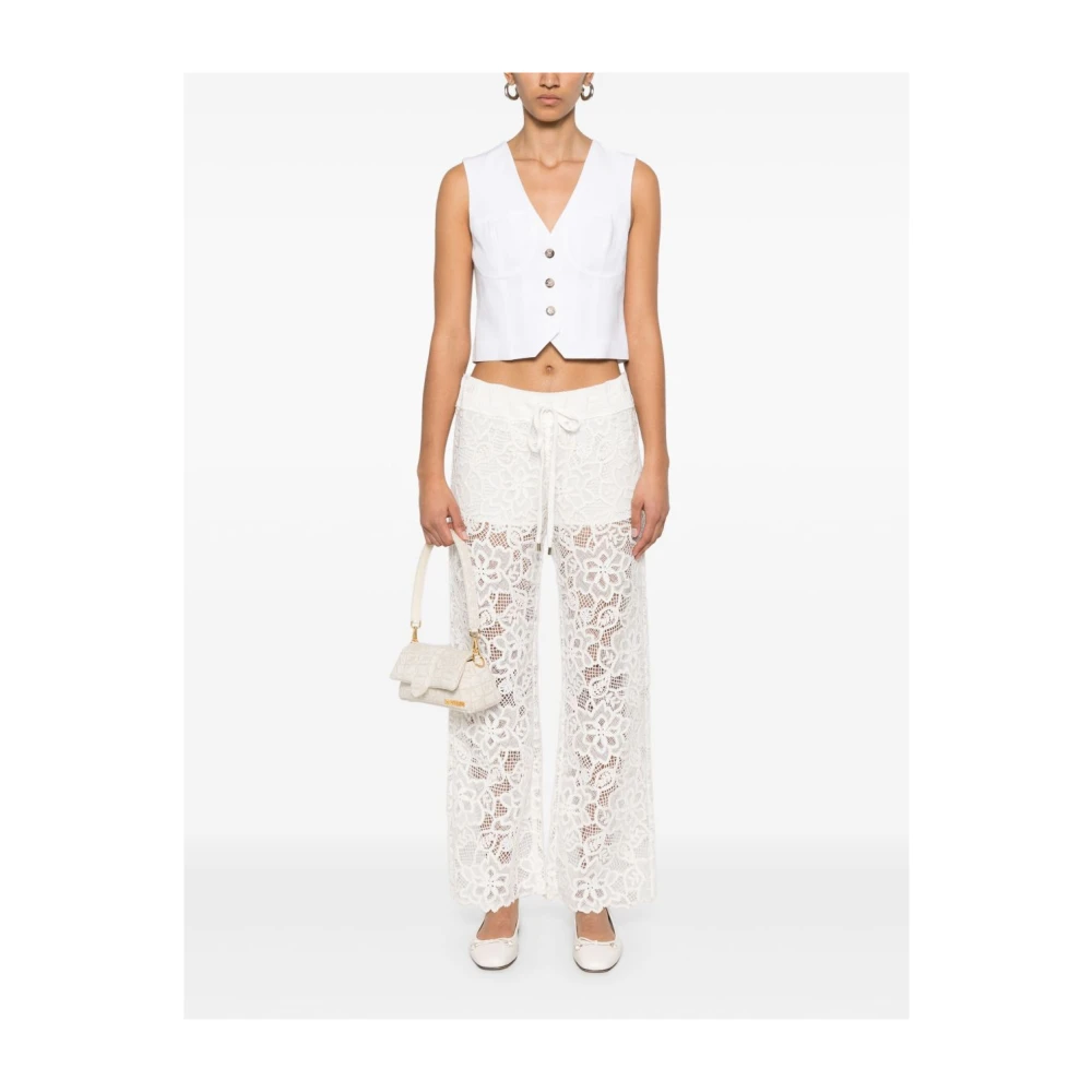 Ermanno Scervino Witte V-hals trui met knoopsluiting White Dames