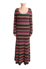 Multicolor Stripe Wool Knitted Maxi Sheath Dress