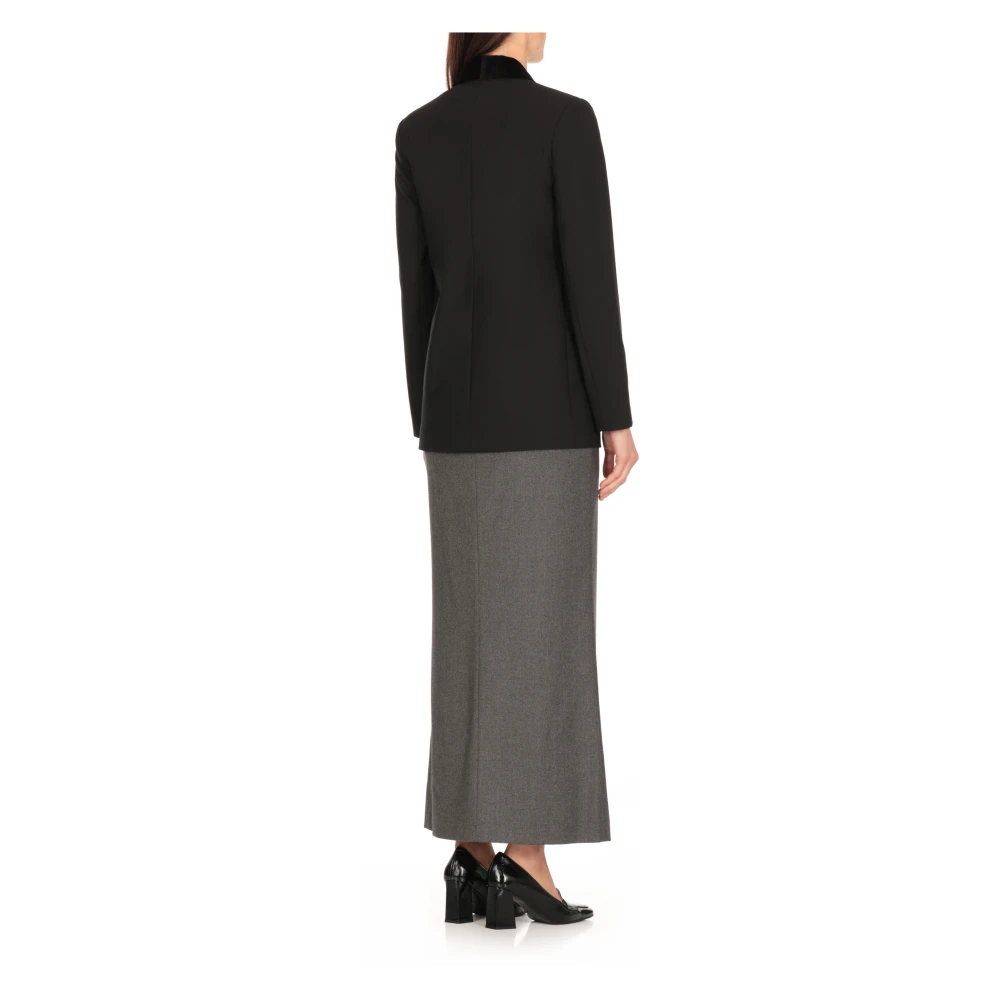 Antonelli Firenze Zwart Wollen Blazer Velvet Kraag Black Dames