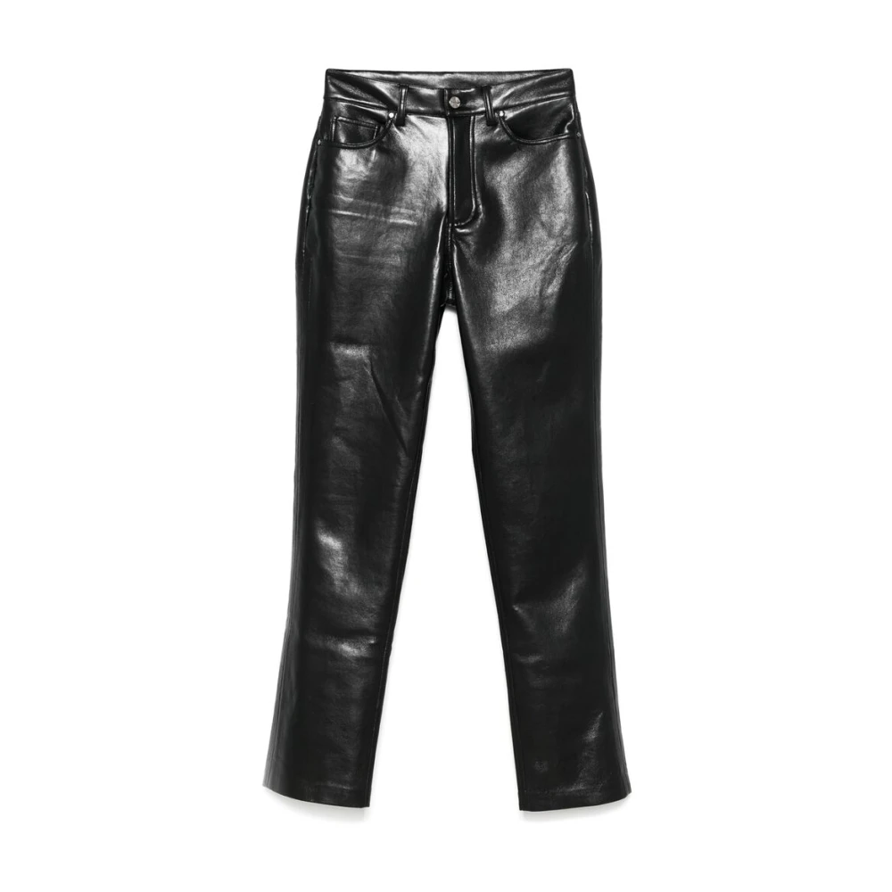 Anine Bing Zwarte imitatieleren high-waisted jeans Black Dames