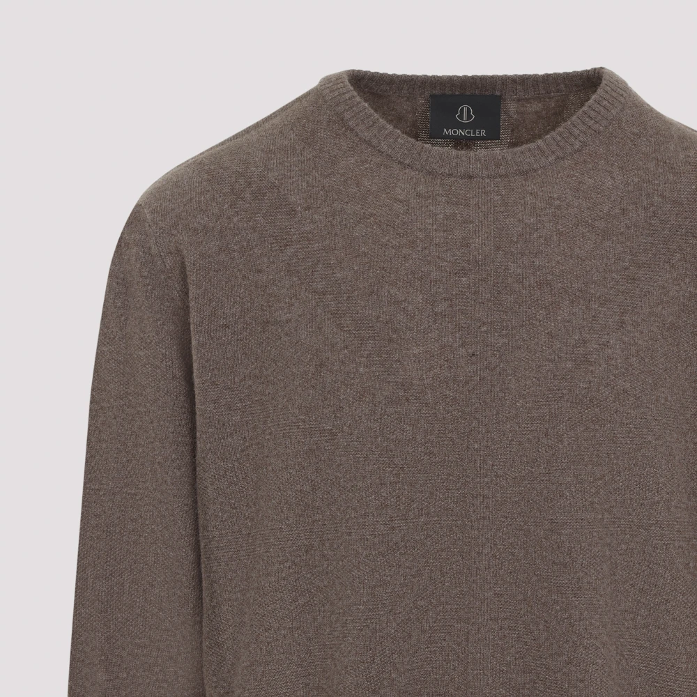 Moncler Luxe Ronde Hals Gebreide Trui Beige Heren