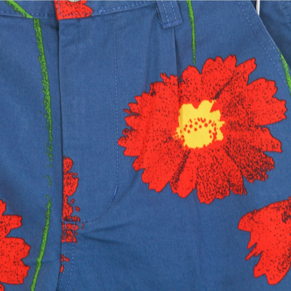Obey Bloemenprint katoenen canvas broek Blue Heren
