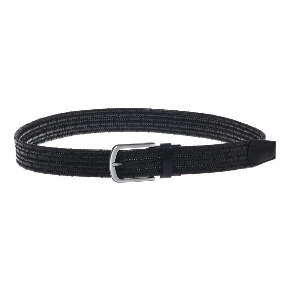 Baldinini Men's Black Woven Leather Belt - Belts - 100 Cm - Accessories