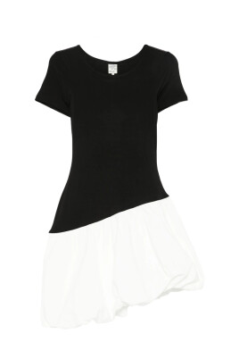 black-short-sleeve-dress-with-asymmetric-hem