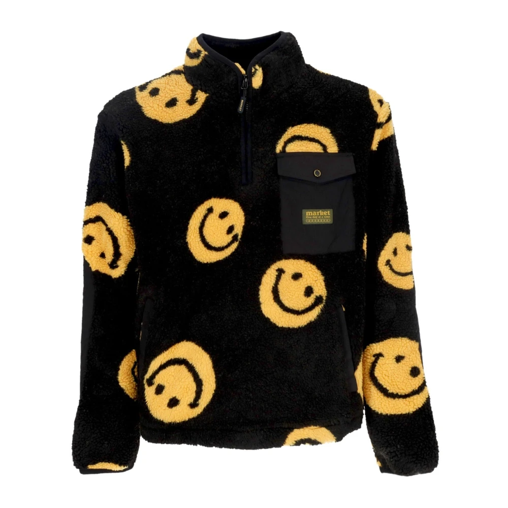 Market Smiley Zwarte Teddybeer Print Jas Black Heren