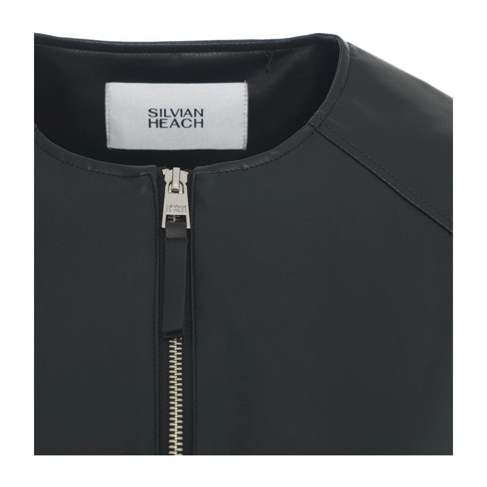 Silvian Heach Zwarte Faux Leren Jurk Aw24 Black Dames