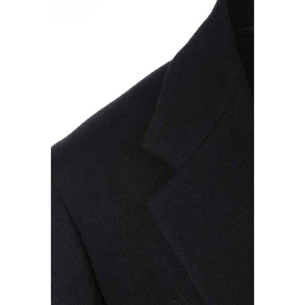 Prada Zwarte wollen jas met klassieke revers en verborgen knoopsluiting Black Dames