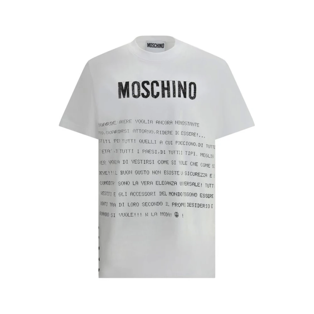 Moschino Logo Print Katoenen T-Shirt White Heren