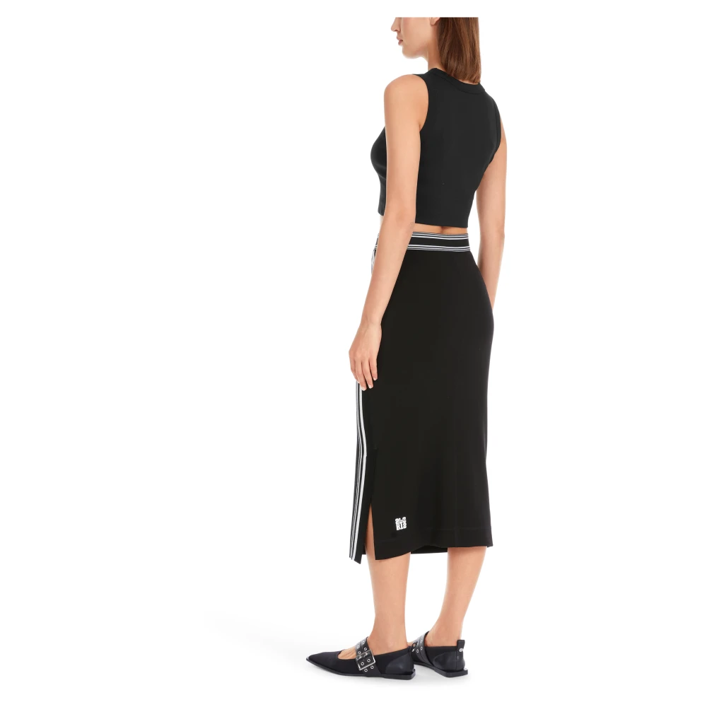 Marc Cain Gestreepte Gebreide Midi Rok Black Dames