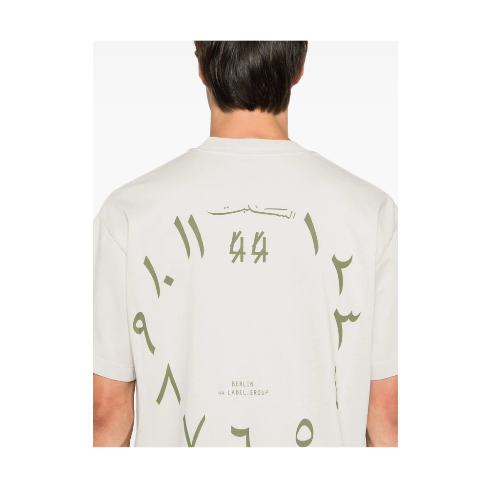 44 Label Group Ivoor Wit Katoenen T-shirt met Dial Print White Heren