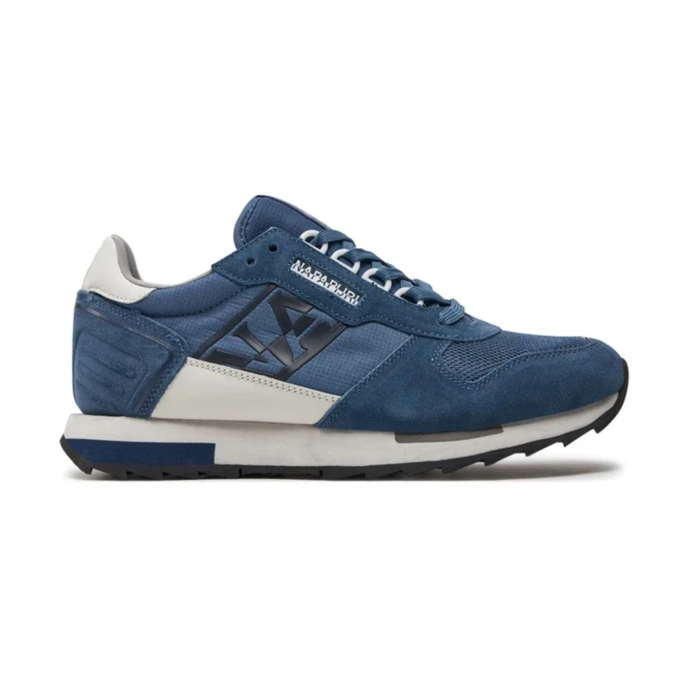 Napapijri Blauwe leren sneakers Heren Schoenen