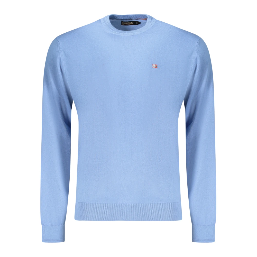 Napapijri Men's Blue Round-Neck Knitwear, Xl, Long-Sleeved T-Shirt