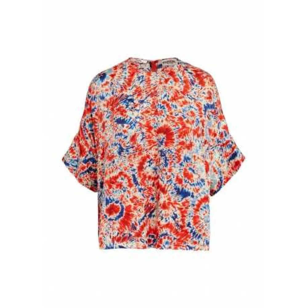 Essentiel Antwerp Oranje top met blauwe bloemen Multicolor Dames