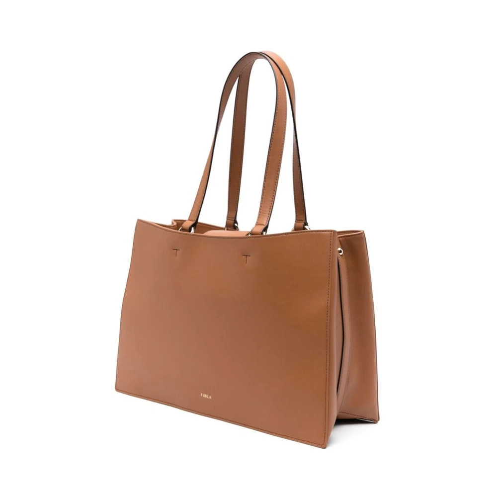 Furla Kameelbruine leren schoudertas Brown Dames