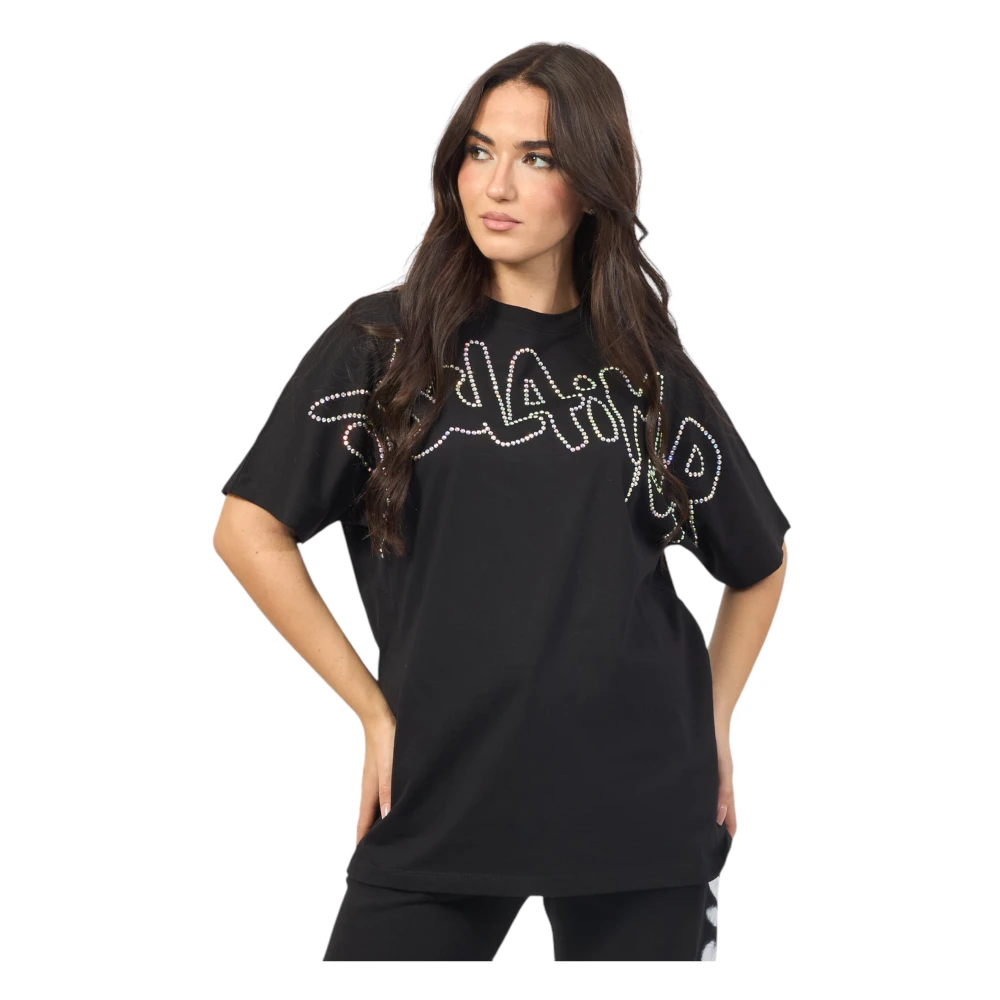 Disclaimer Katoenen T-shirt met Strass Black Dames