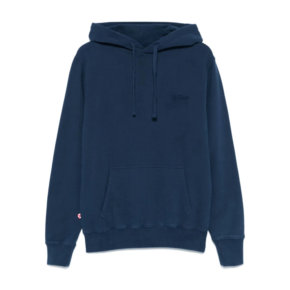 MC2 Saint Barth Blauwe Sweater met Trekkoord Capuchon Blue Heren