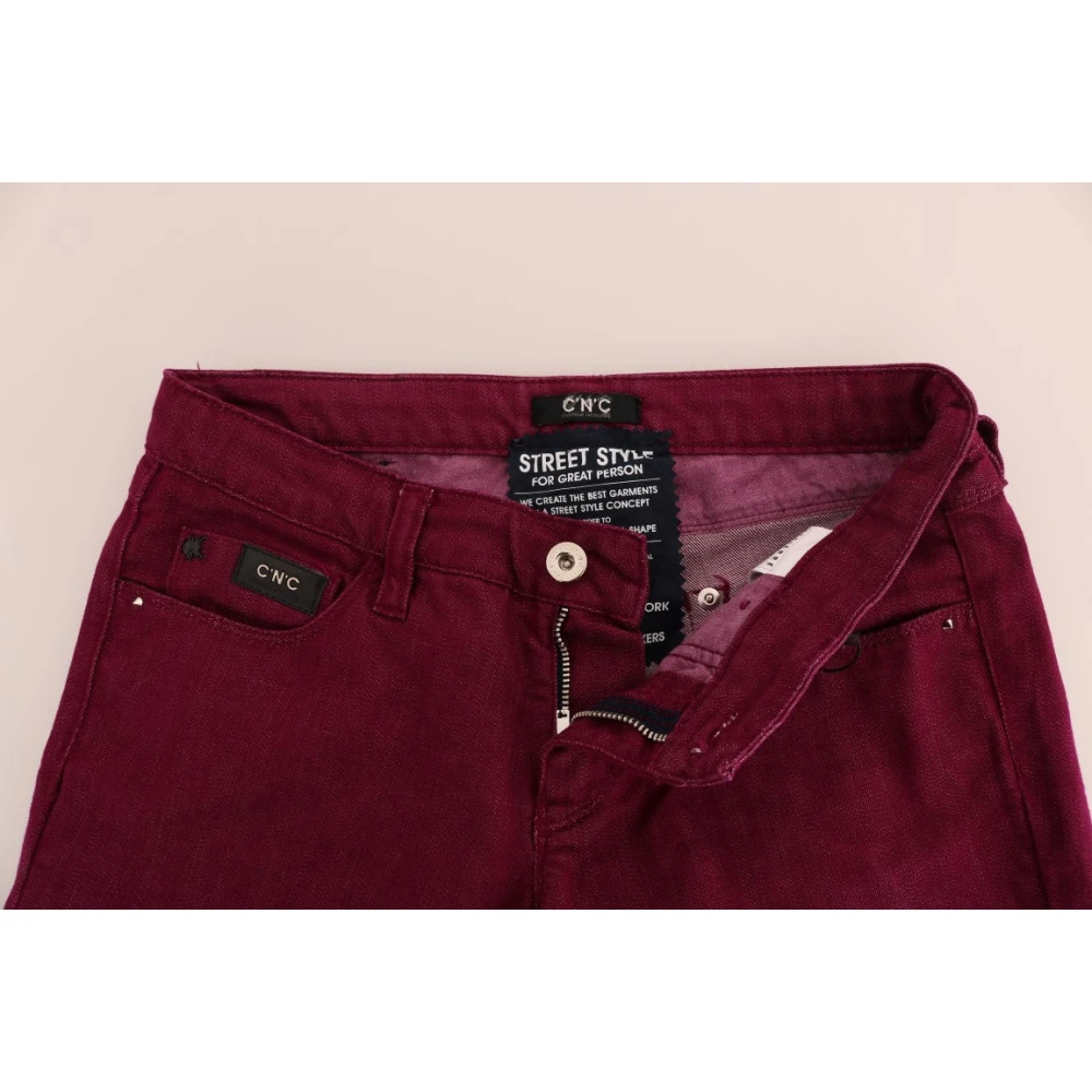 Costume National Rode Straight Fit Luxe Jeans Red Dames