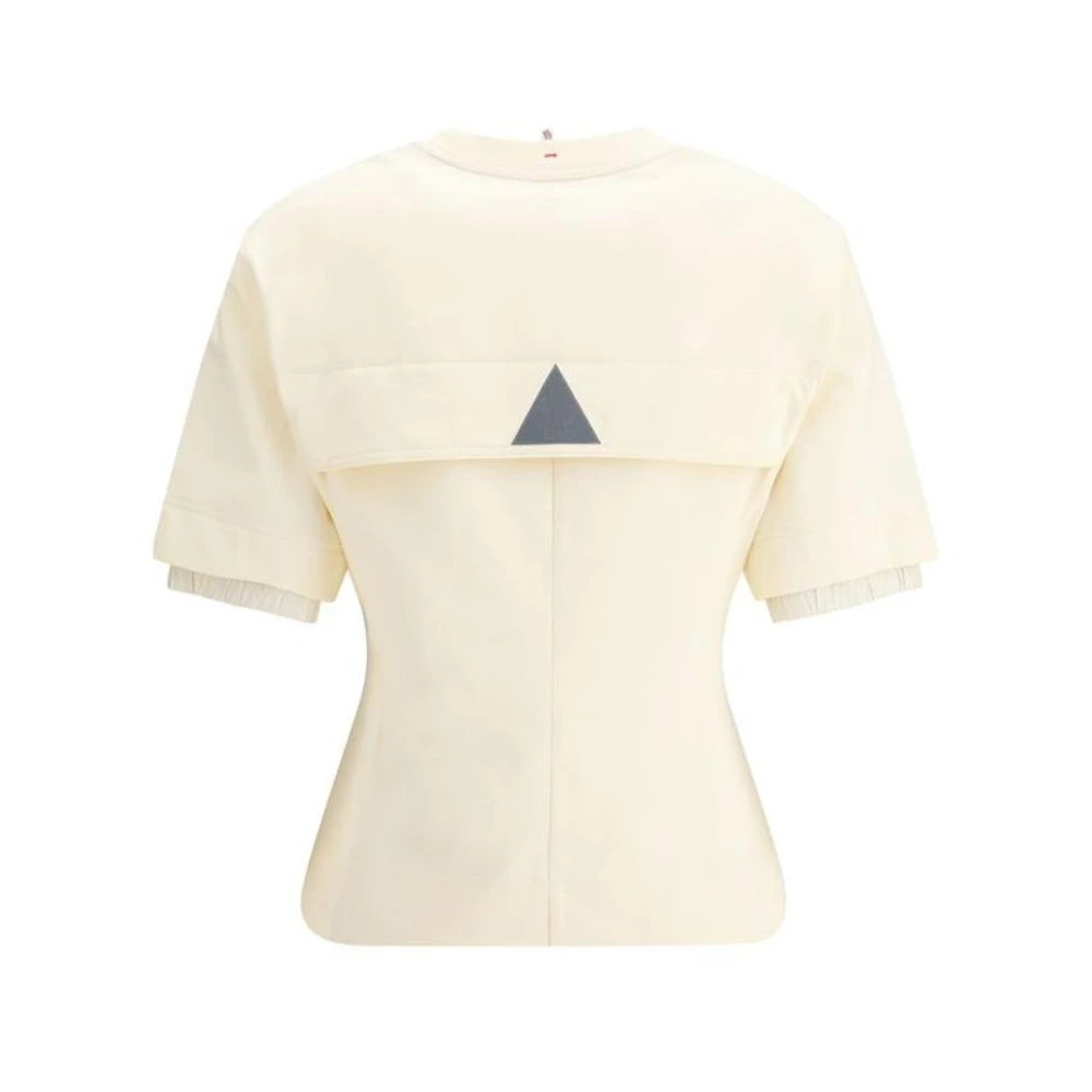 Moncler Logo Patch Casual T-Shirt Beige Dames