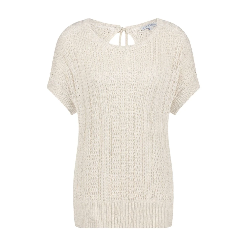 Red Button Glitter Gebreide Top met Striksluiting White Dames