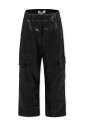 pantalon-cargo-casual-en-similicuir-noir