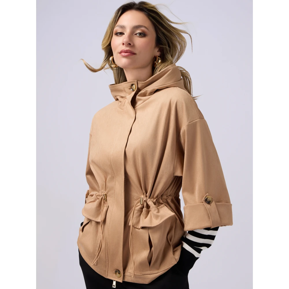 Oltre Korte parka in suèdelook Beige Dames