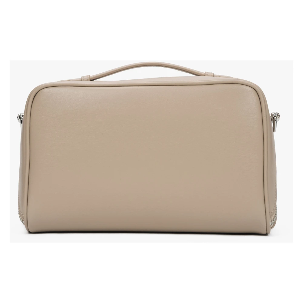 Estro Dames Beige & Grijs Leren Compacte Make-up Tas Beige Dames