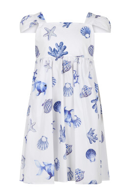 seashell-print-short-sleeved-cotton-dress